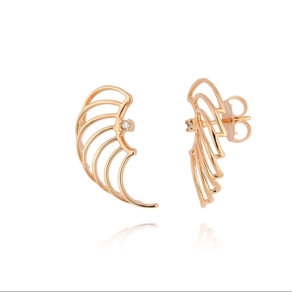 EAR CUFF WINGS ZIRCONIA + ROSE GOLD PLATED EARRING